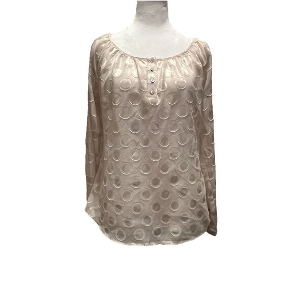 The Limited NWT Women's Polka Dot Tunic Top Shimmer Sheer Ballet Core Pink XS - Picture 1 of 12